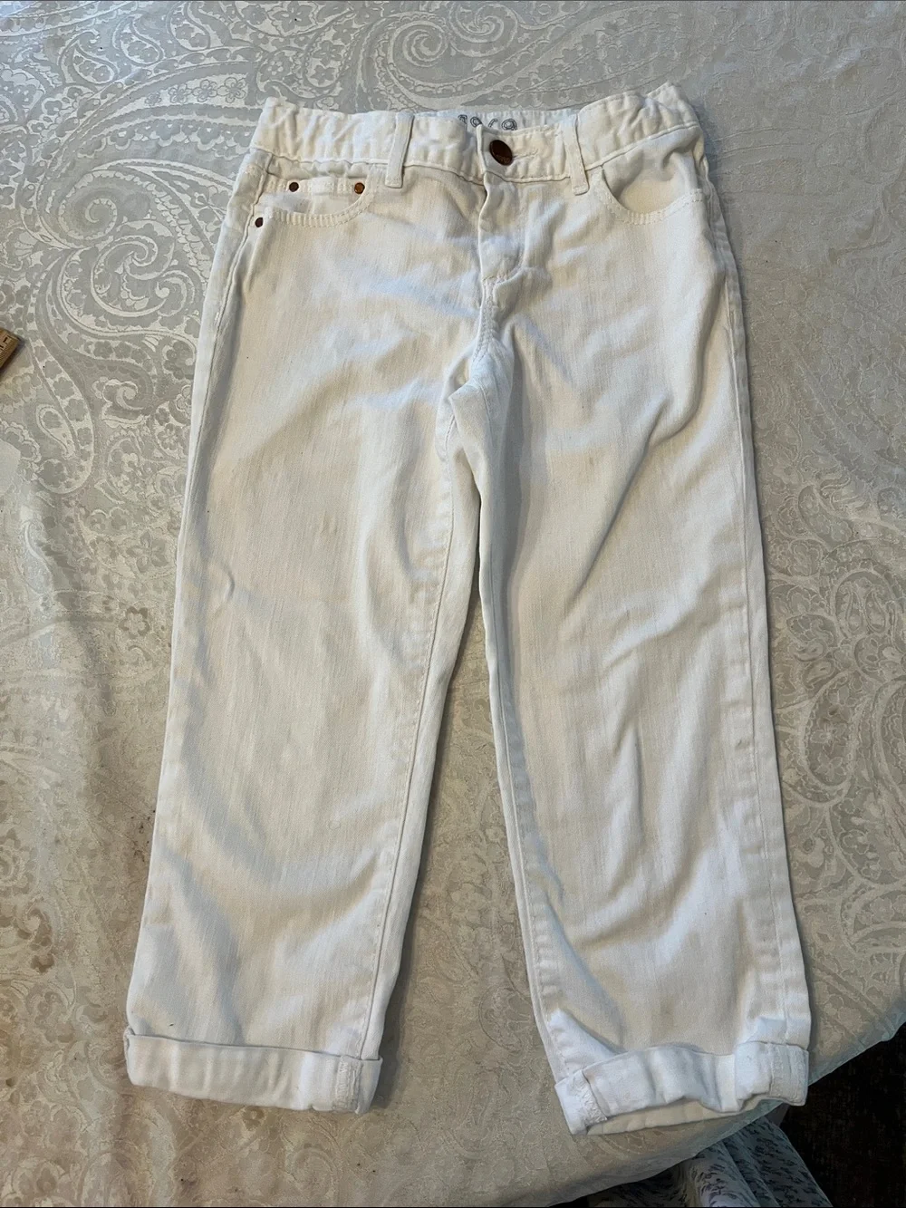 GAP White Kids Straight-Leg Capri Denim Jeans Size 10 in EUC